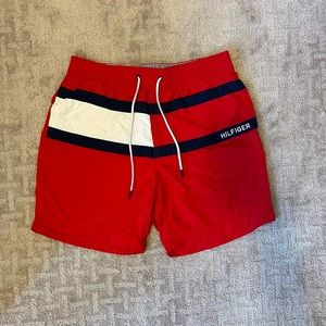 Red Tommy Hilfiger Men’s Swim Trunks